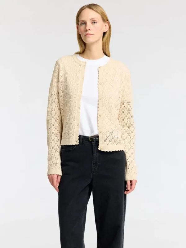 Strik>SELECTED STRUKTURERET STRIKKET CARDIGAN Beige
