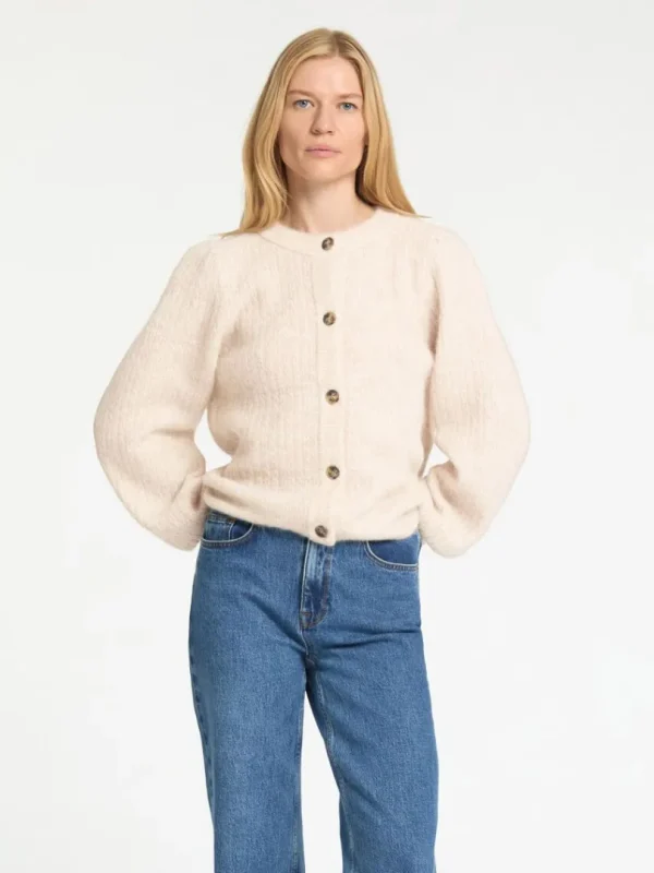 Strik>SELECTED STRUKTURERET STRIKKET CARDIGAN Beige