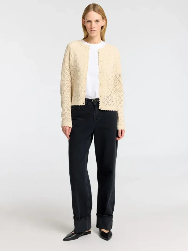 Strik>SELECTED STRUKTURERET STRIKKET CARDIGAN Beige