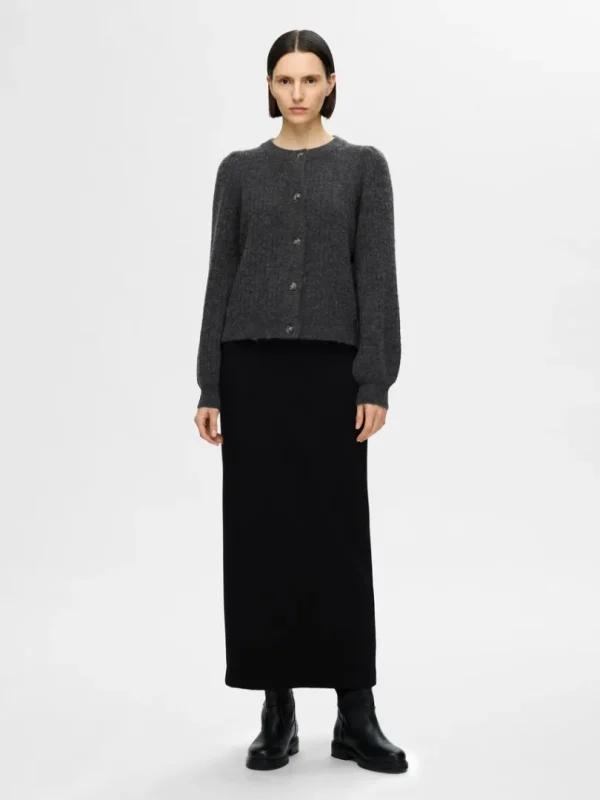 Strik>SELECTED STRUKTURERET STRIKKET CARDIGAN Grey