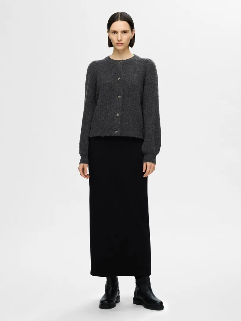 struktureret_strikket_car_1-2.webp Strik>SELECTED STRUKTURERET STRIKKET CARDIGAN Grey