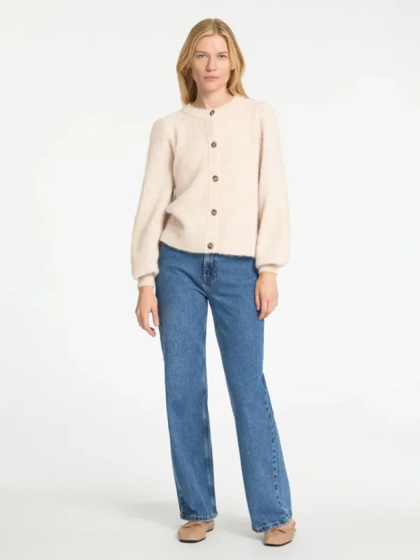 Strik>SELECTED STRUKTURERET STRIKKET CARDIGAN Beige