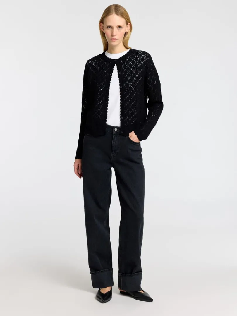 struktureret_strikket_car_1.webp Strik>SELECTED STRUKTURERET STRIKKET CARDIGAN Black