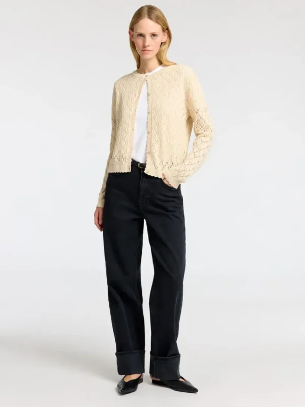 Strik>SELECTED STRUKTURERET STRIKKET CARDIGAN Beige