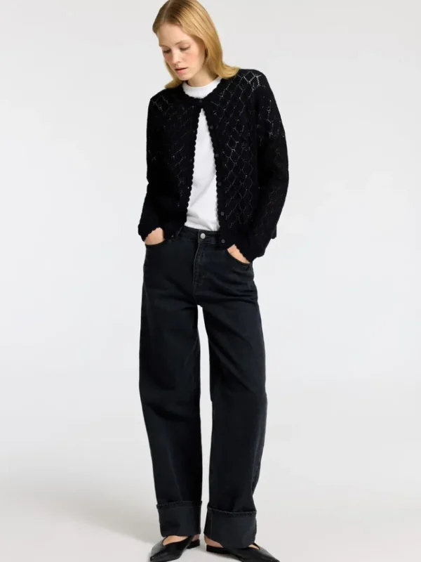 Strik>SELECTED STRUKTURERET STRIKKET CARDIGAN Black