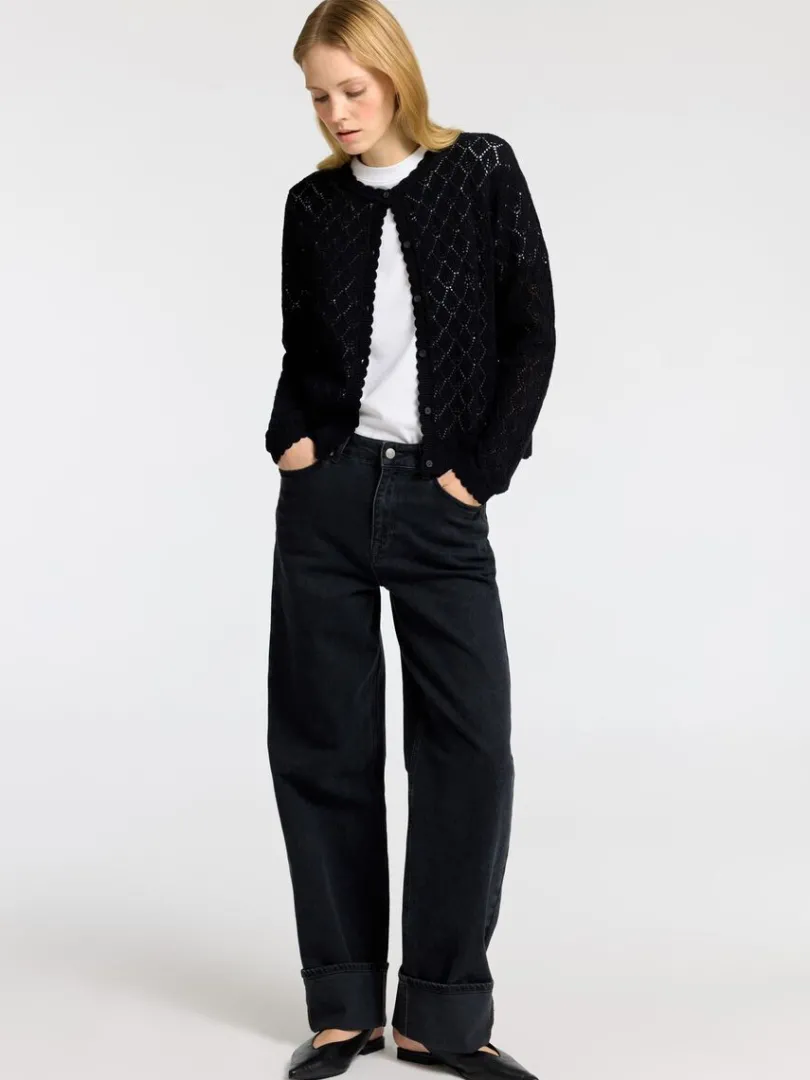 struktureret_strikket_car_2.webp Strik>SELECTED STRUKTURERET STRIKKET CARDIGAN Black
