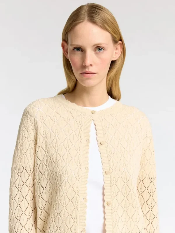 Strik>SELECTED STRUKTURERET STRIKKET CARDIGAN Beige