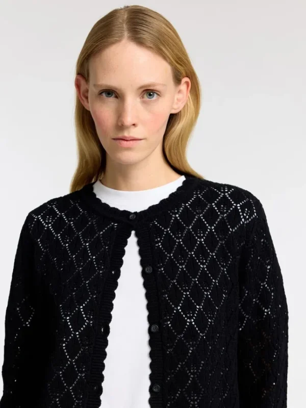Strik>SELECTED STRUKTURERET STRIKKET CARDIGAN Black