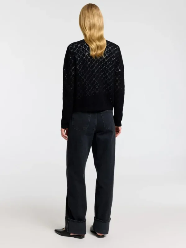Strik>SELECTED STRUKTURERET STRIKKET CARDIGAN Black