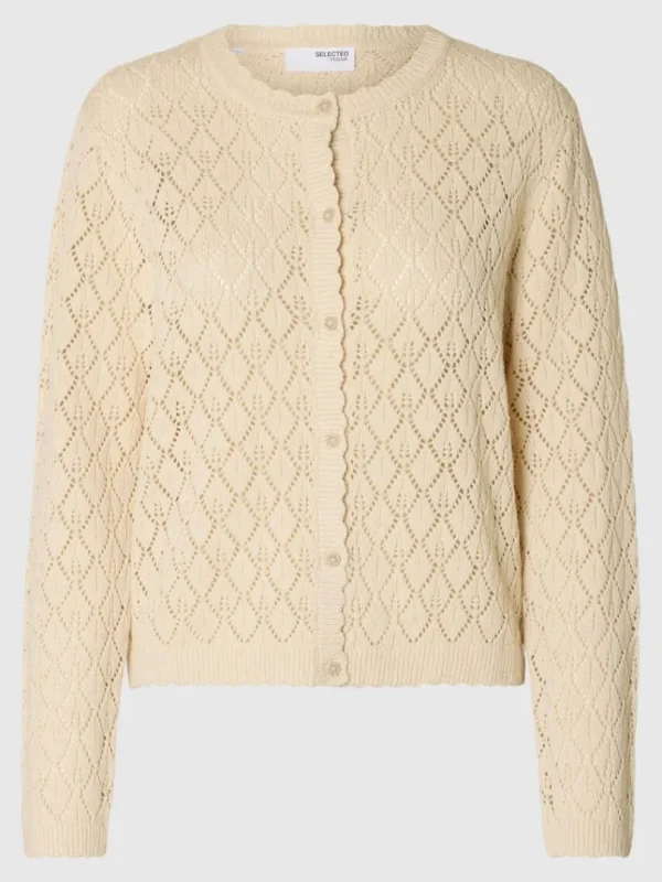 Strik>SELECTED STRUKTURERET STRIKKET CARDIGAN Beige