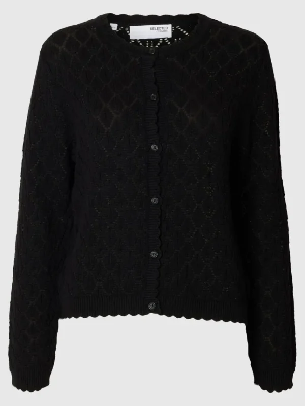 Strik>SELECTED STRUKTURERET STRIKKET CARDIGAN Black