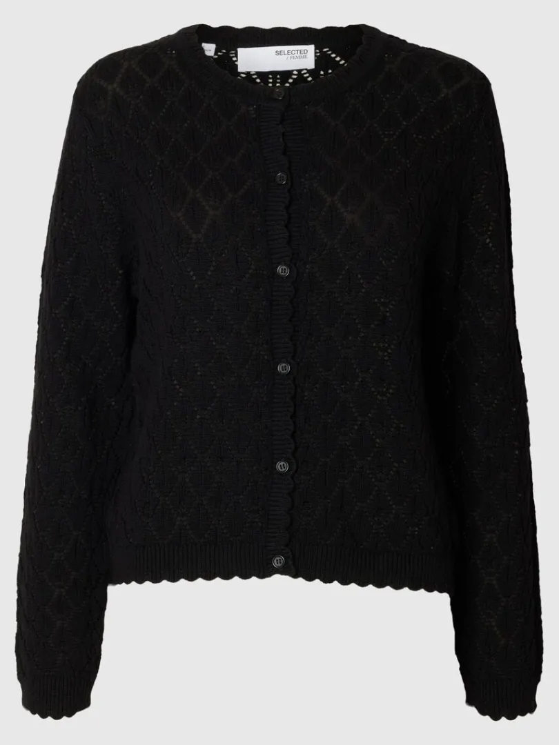 struktureret_strikket_car_5.webp Strik>SELECTED STRUKTURERET STRIKKET CARDIGAN Black