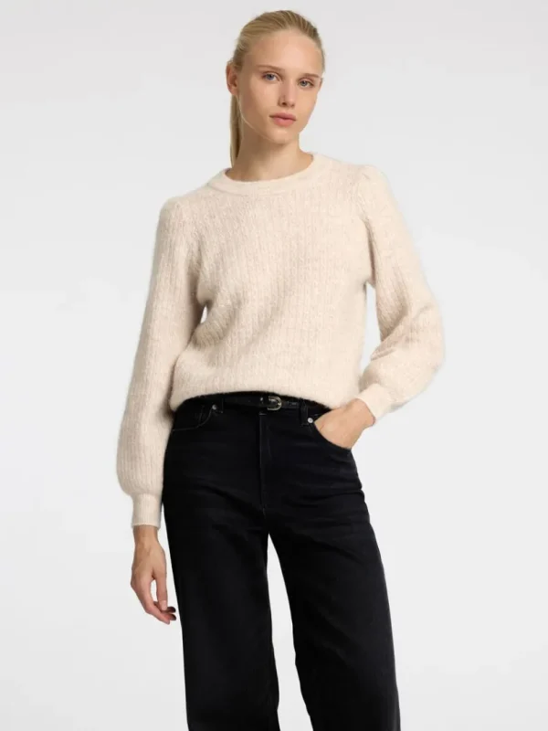 Strik>SELECTED STRUKTURERET STRIKTRØJE Beige