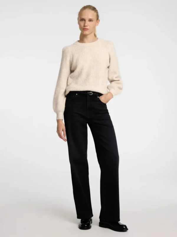 Strik>SELECTED STRUKTURERET STRIKTRØJE Beige