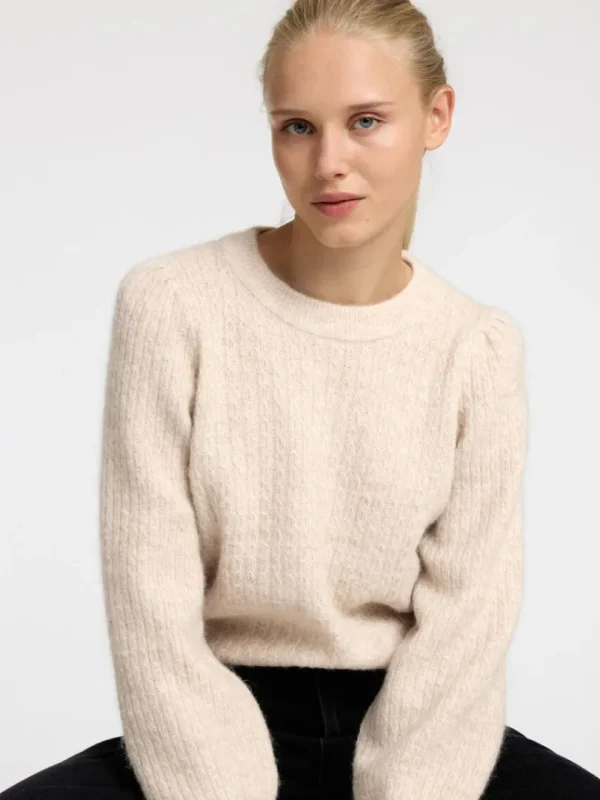 Strik>SELECTED STRUKTURERET STRIKTRØJE Beige