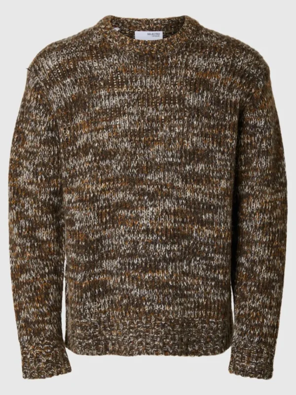Strik>SELECTED STRUKTURERET STRIKTRØJE Brown
