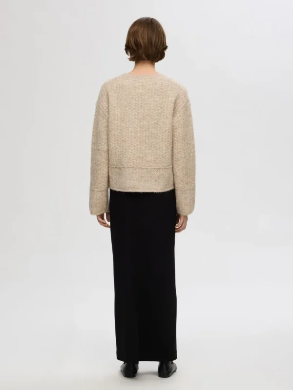 Strik>SELECTED STRUKTURERET STRIKTRØJE Beige
