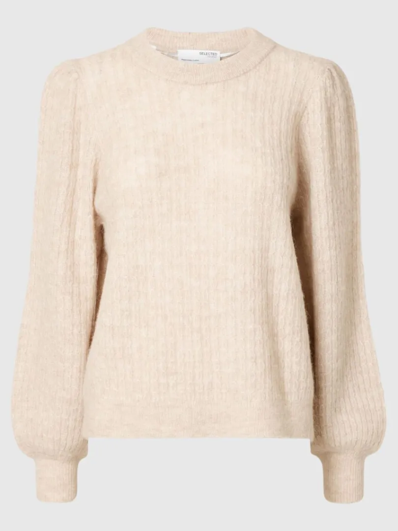 struktureret_striktrje_5-1.webp Strik>SELECTED STRUKTURERET STRIKTRØJE Beige