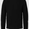 Strik>SELECTED STRUKTURERET SWEATER MED RUND HALS Black