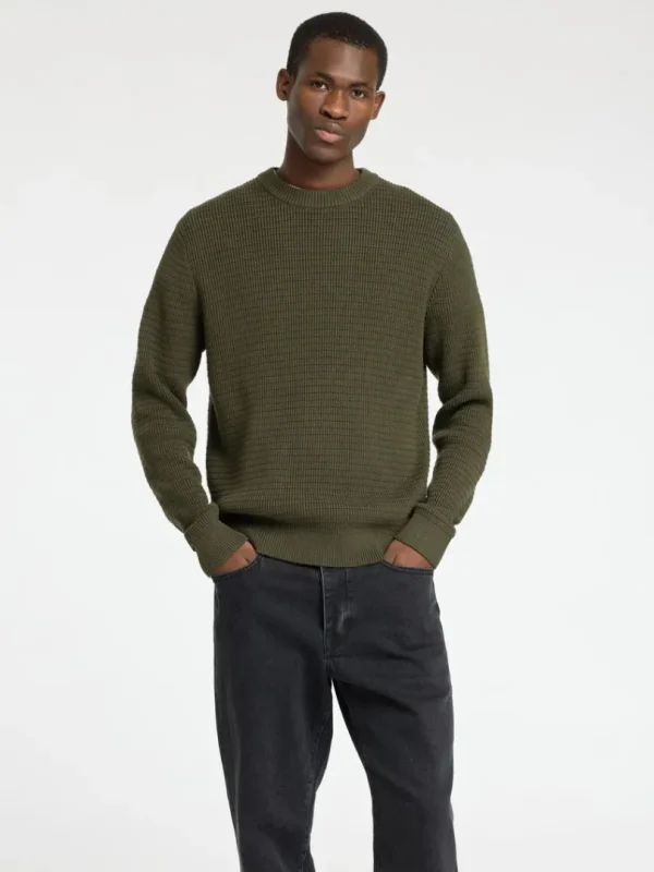Strik>SELECTED STRUKTURERET SWEATER MED RUND HALS Green