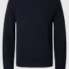 Strik>SELECTED STRUKTURERET SWEATER MED RUND HALS Blue