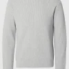 Strik>SELECTED STRUKTURERET SWEATER MED RUND HALS Grey