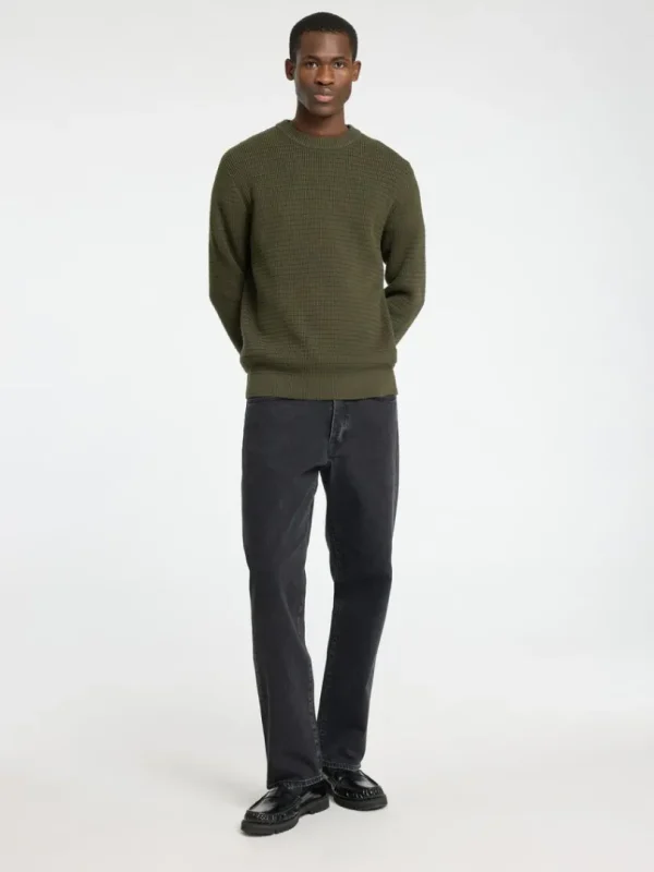 Strik>SELECTED STRUKTURERET SWEATER MED RUND HALS Green