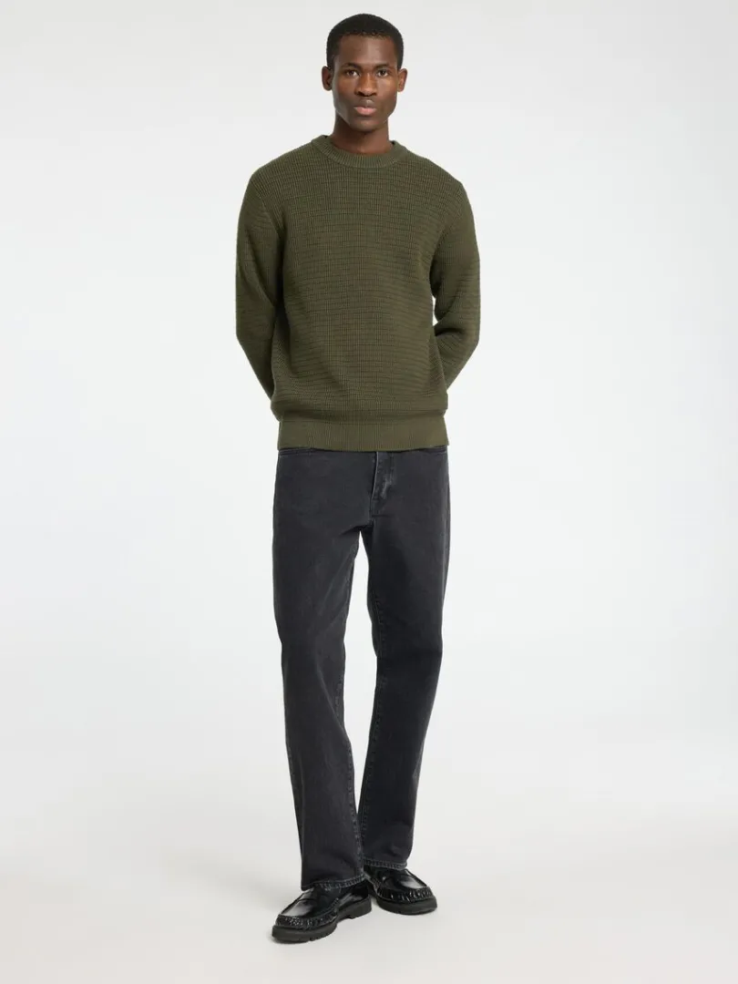 struktureret_sweater_med__1-1.webp Strik>SELECTED STRUKTURERET SWEATER MED RUND HALS Green