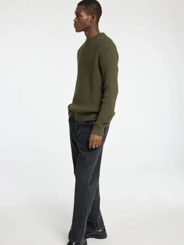 Strik>SELECTED STRUKTURERET SWEATER MED RUND HALS Green