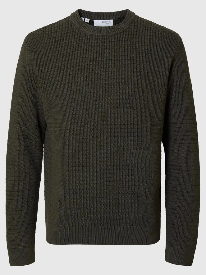 struktureret_sweater_med__3-1.webp Strik>SELECTED STRUKTURERET SWEATER MED RUND HALS Green