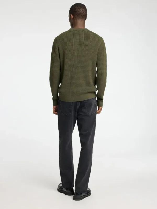 Strik>SELECTED STRUKTURERET SWEATER MED RUND HALS Green