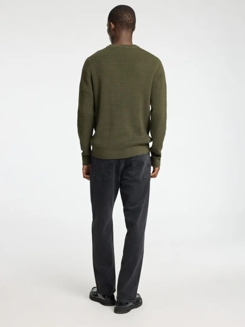 struktureret_sweater_med__4-1.webp Strik>SELECTED STRUKTURERET SWEATER MED RUND HALS Green