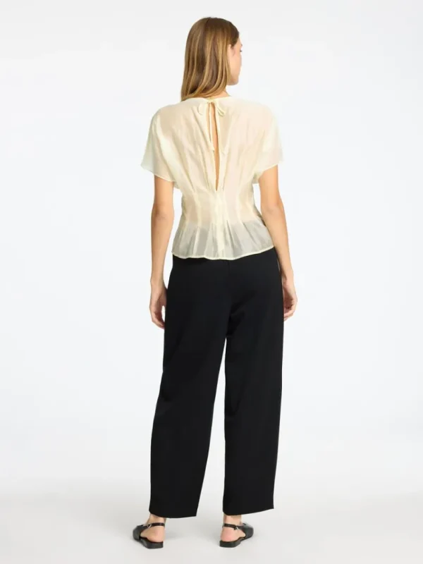 Toppe Og Bluser>SELECTED STRUKTURERET TOP MED KORTE ÆRMER Beige