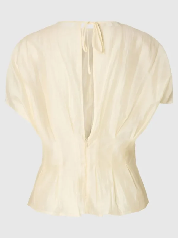 Toppe Og Bluser>SELECTED STRUKTURERET TOP MED KORTE ÆRMER Beige
