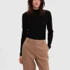 Toppe Og Bluser | Strik>SELECTED TEKSTURERET HØJ HALS STRIKKET TOP Black