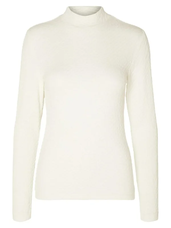 Toppe Og Bluser | Strik>SELECTED TEKSTURERET HØJ HALS STRIKKET TOP White