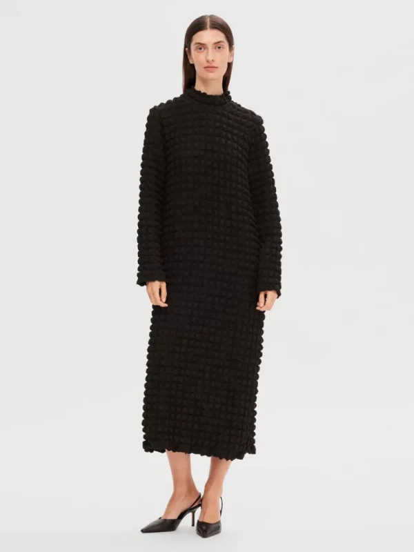 Kjoler>SELECTED TEKSTURERET MIDIKJOLE Black