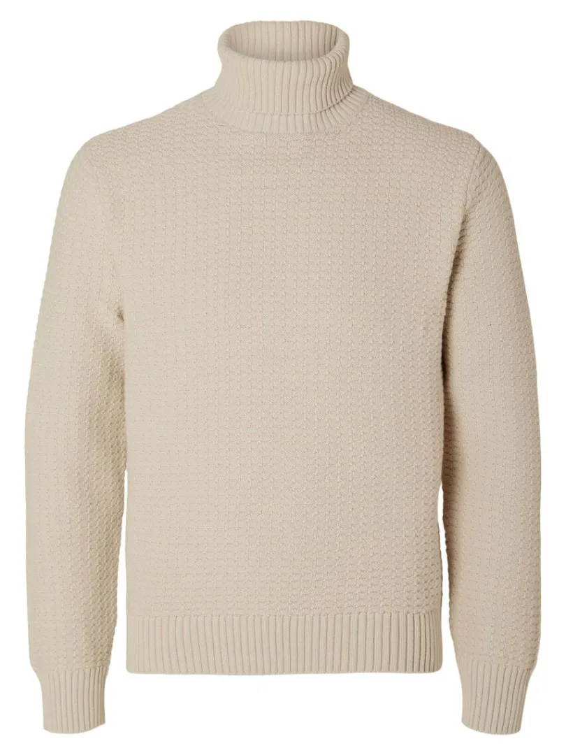 tekstureret_rullekrave_st_4-2.webp Strik>SELECTED TEKSTURERET RULLEKRAVE STRIKTRØJE Beige