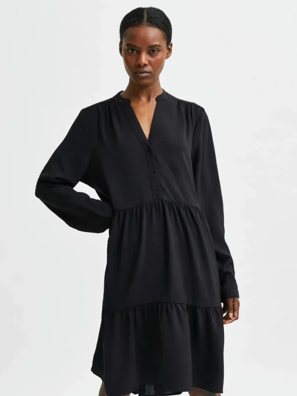 Kjoler>SELECTED TIERED KORT KJOLE Black