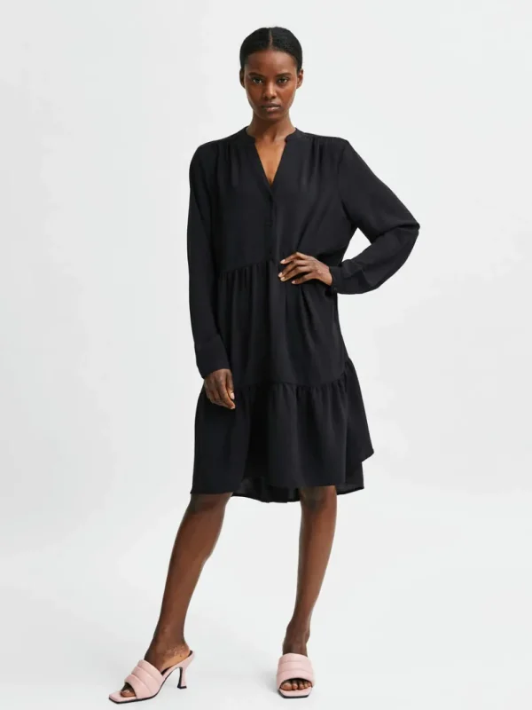 Kjoler>SELECTED TIERED KORT KJOLE Black