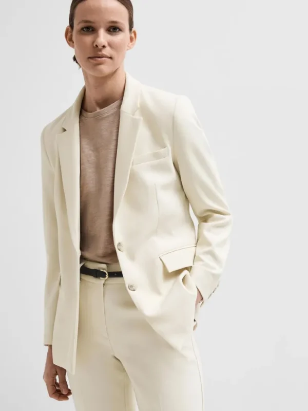 Jakkesæt & Blazers>SELECTED TÆTSIDDENDE ENKELT BREASTED PEAK REVERS BLAZER Beige