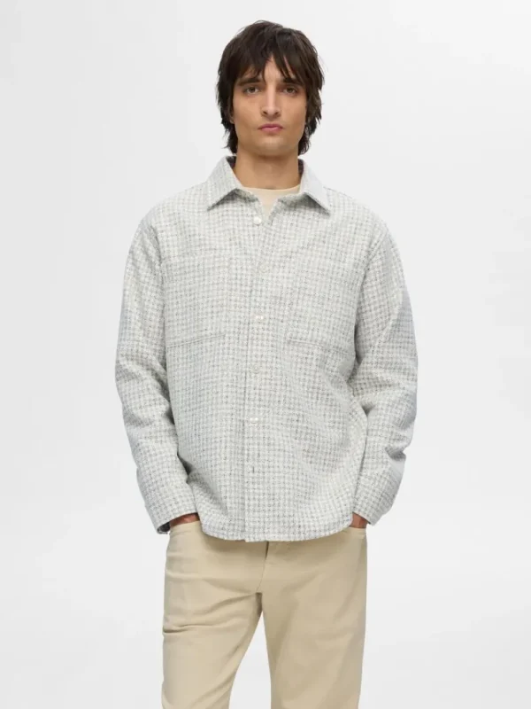 Overtøj | Skjorter>SELECTED TWILL OVERSHIRT Grey
