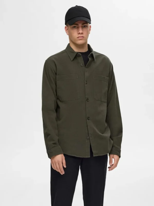 Overtøj | Skjorter>SELECTED TWILL OVERSHIRT Green