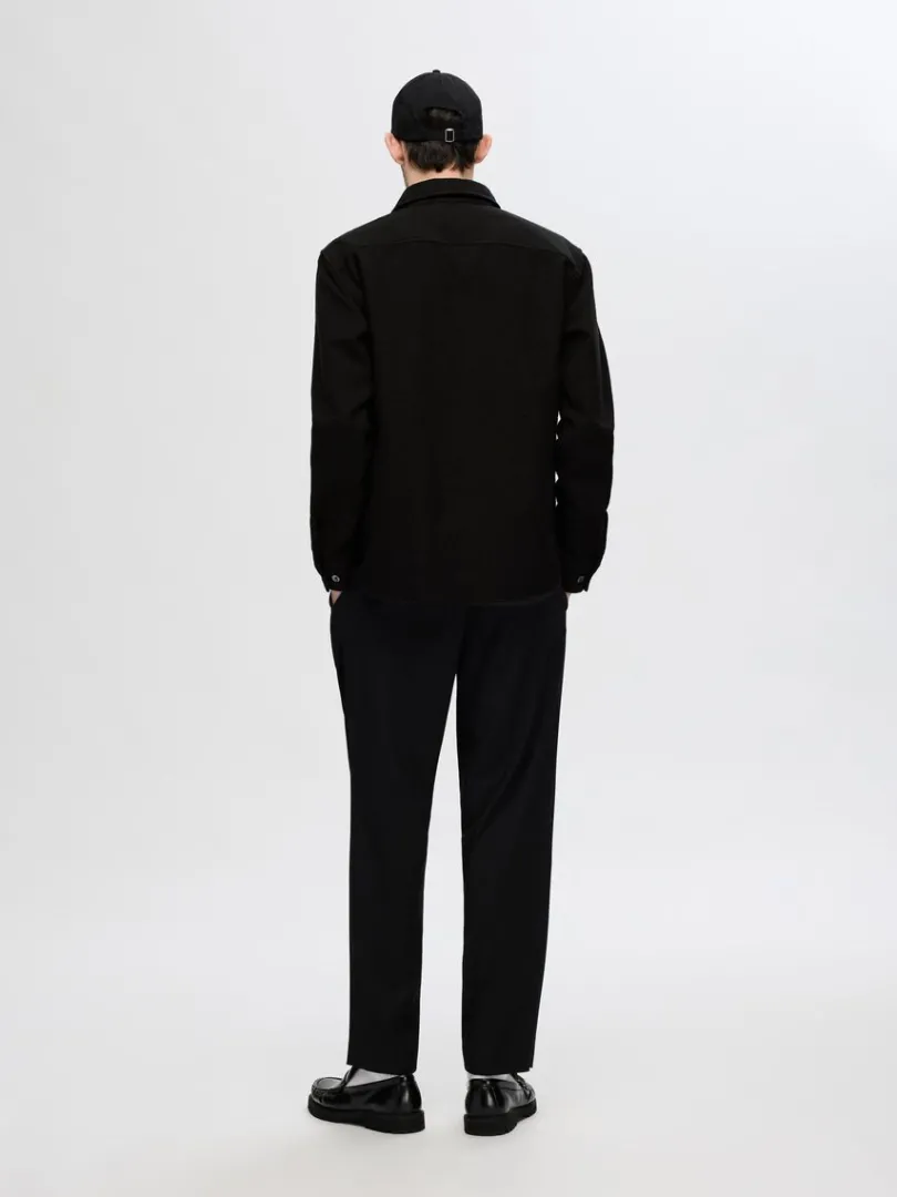 twill_overshirt_1-2.webp Overtøj | Skjorter>SELECTED TWILL OVERSHIRT Black
