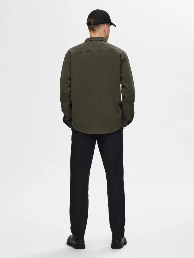 twill_overshirt_1.webp Overtøj | Skjorter>SELECTED TWILL OVERSHIRT Green
