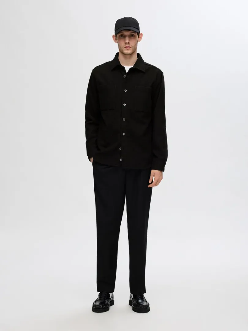 twill_overshirt_2-2.webp Overtøj | Skjorter>SELECTED TWILL OVERSHIRT Black