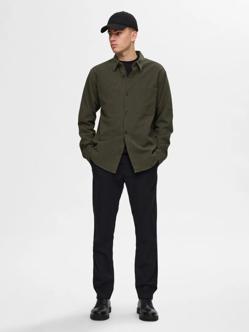twill_overshirt_2.webp Overtøj | Skjorter>SELECTED TWILL OVERSHIRT Green