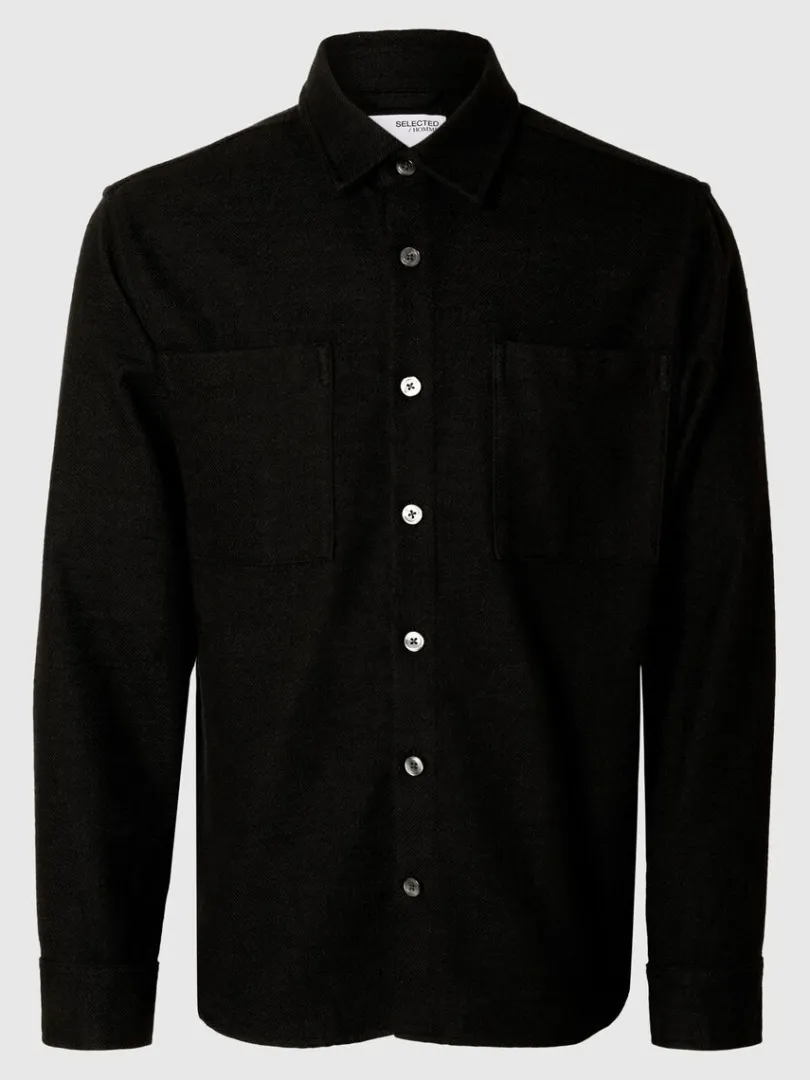 twill_overshirt_4-2.webp Overtøj | Skjorter>SELECTED TWILL OVERSHIRT Black