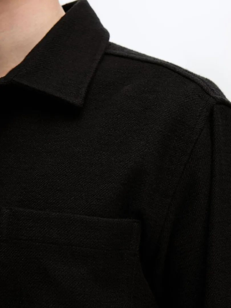 twill_overshirt_5-2.webp Overtøj | Skjorter>SELECTED TWILL OVERSHIRT Black