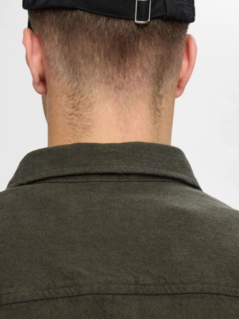 twill_overshirt_5.webp Overtøj | Skjorter>SELECTED TWILL OVERSHIRT Green